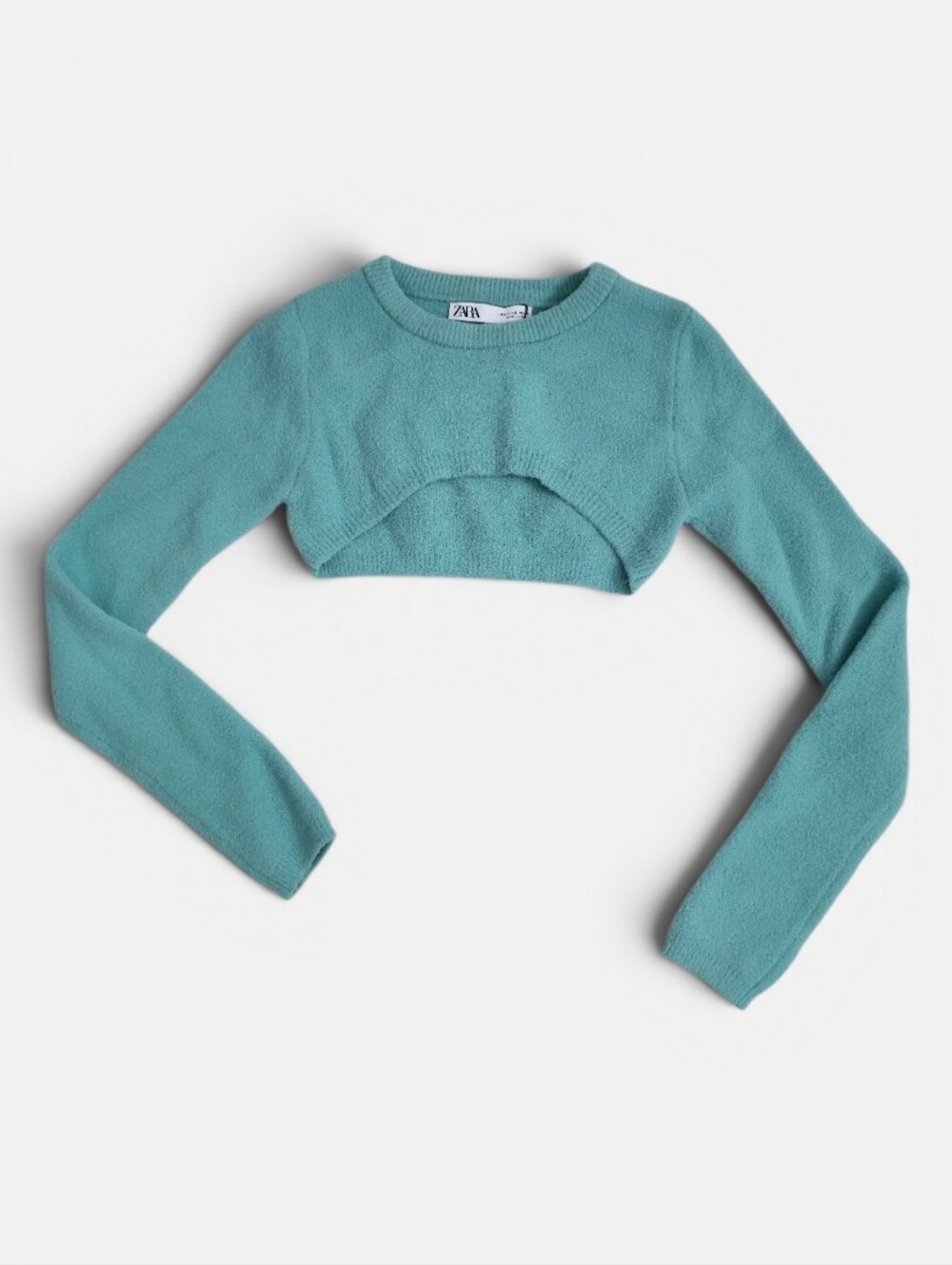 Zara NWT Aqua Blue Mermaidcore Cropped Bolero Sweater